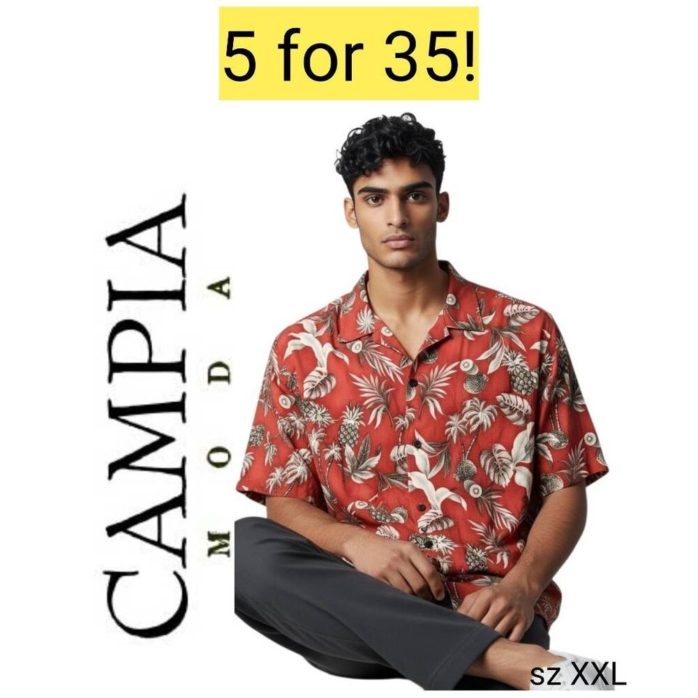 Red Hawaiian Short Sleeve Shirt Clearance 5 for 35